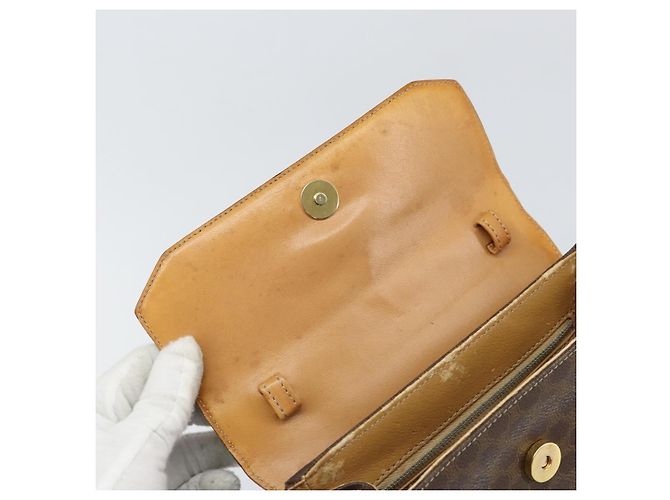 Céline Borsa a mano in tela Macadam CELINE in pelle PVC marrone oro Auth 159824 D'oro - vista 9