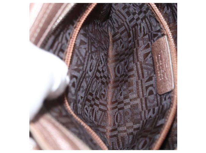 Borsa a mano Gancini in pelle beige argento Salvatore Ferragamo Auth 169577 - vista 10
