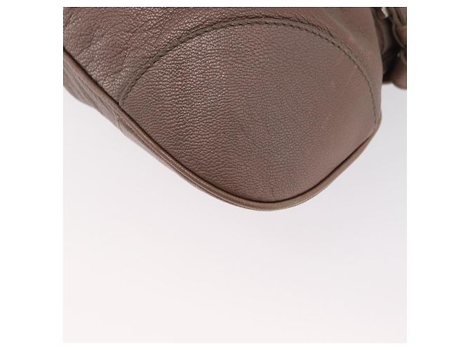 Borsa a mano Gancini in pelle beige argento Salvatore Ferragamo Auth 169577 - vista 16
