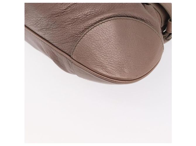 Borsa a mano Gancini in pelle beige argento Salvatore Ferragamo Auth 169577 - vista 18