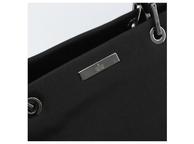 Borsa Tote in Nylon Nera Argento GUCCI Bamboo 002 1010 Auth 170315 Nero - vista 17