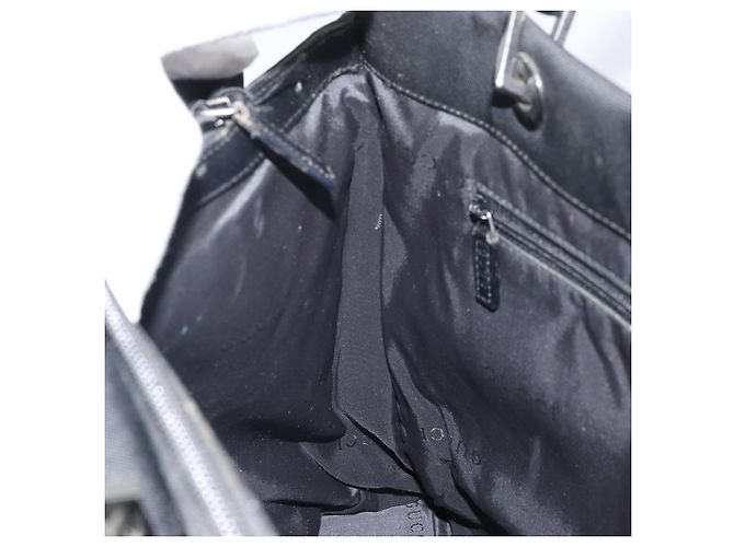 Borsa Tote in Nylon Nera Argento GUCCI Bamboo 002 1010 Auth 170315 Nero - vista 19