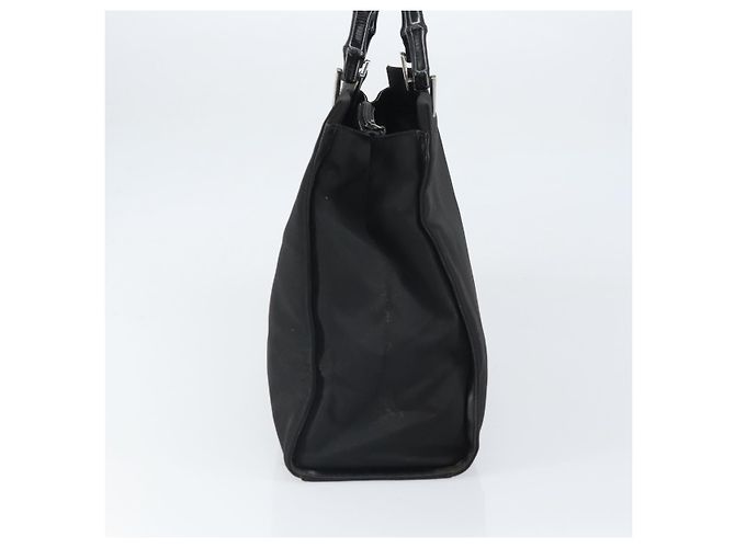 Borsa Tote in Nylon Nera Argento GUCCI Bamboo 002 1010 Auth 170315 Nero - vista 4