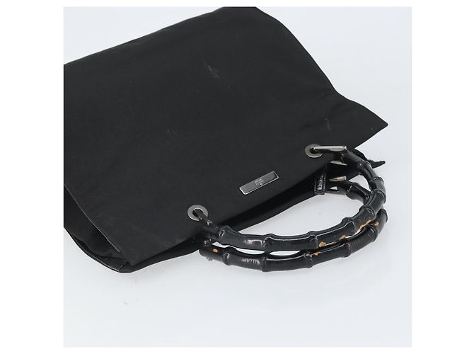 Borsa Tote in Nylon Nera Argento GUCCI Bamboo 002 1010 Auth 170315 Nero - vista 6