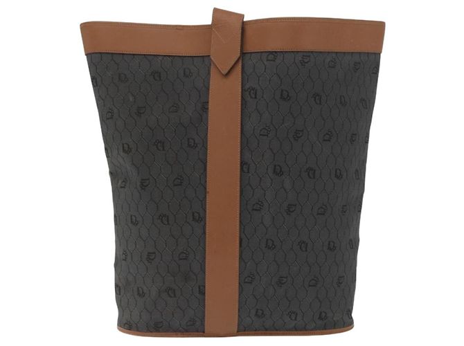 Borsa tote in tela a nido d'ape PVC nera e oro Christian Dior Auth ep13121 - vista 13