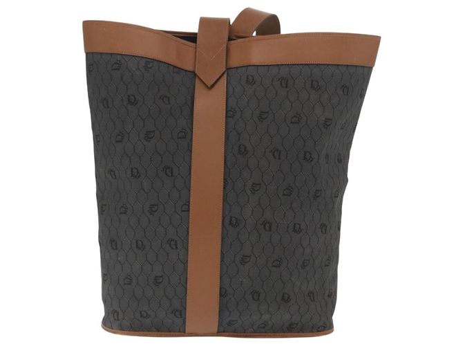 Borsa tote in tela a nido d'ape PVC nera e oro Christian Dior Auth ep13121 - vista 2