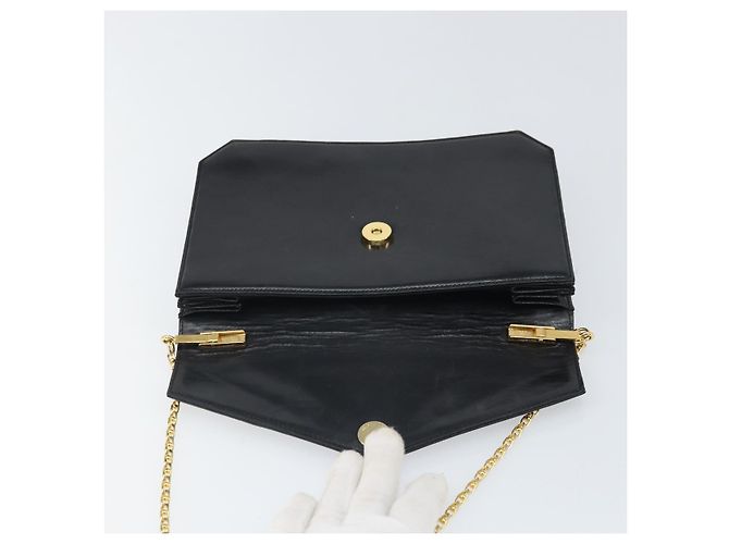 Givenchy Borsa a spalla con catena in pelle nera e oro Auth 170389 Nero D'oro - vista 10