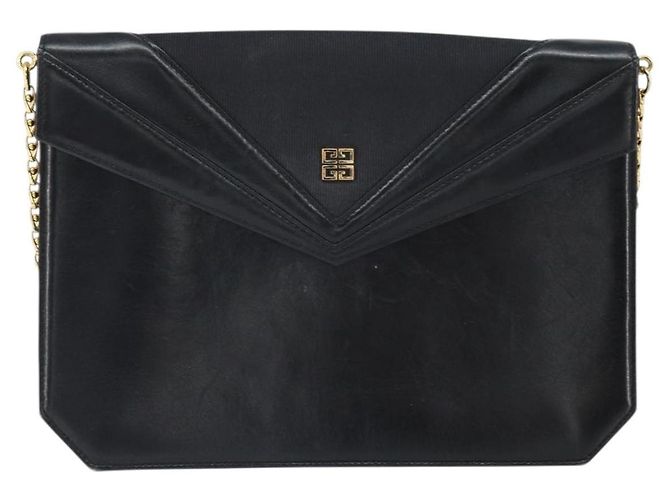 Givenchy Borsa a spalla con catena in pelle nera e oro Auth 170389 Nero D'oro - vista 13