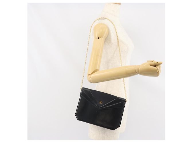 Givenchy Borsa a spalla con catena in pelle nera e oro Auth 170389 Nero D'oro - vista 24