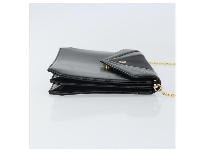 Givenchy Borsa a spalla con catena in pelle nera e oro Auth 170389 Nero D'oro - vista 3