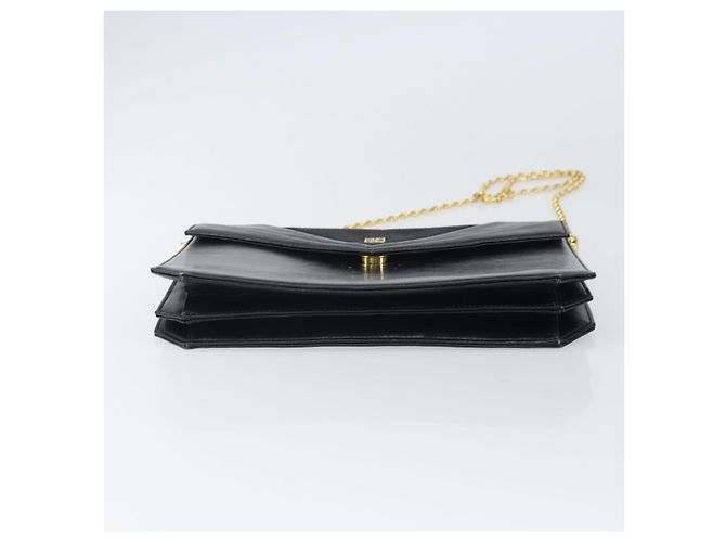 Givenchy Borsa a spalla con catena in pelle nera e oro Auth 170389 Nero D'oro - vista 5