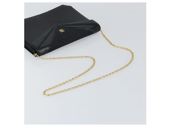 Givenchy Borsa a spalla con catena in pelle nera e oro Auth 170389 Nero D'oro - vista 7