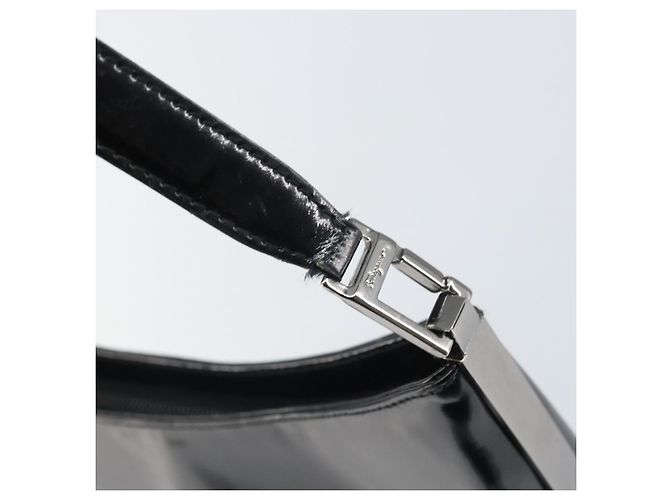 Borsa a spalla Salvatore Ferragamo in pelle verniciata nera argento Auth bs33174 - vista 10