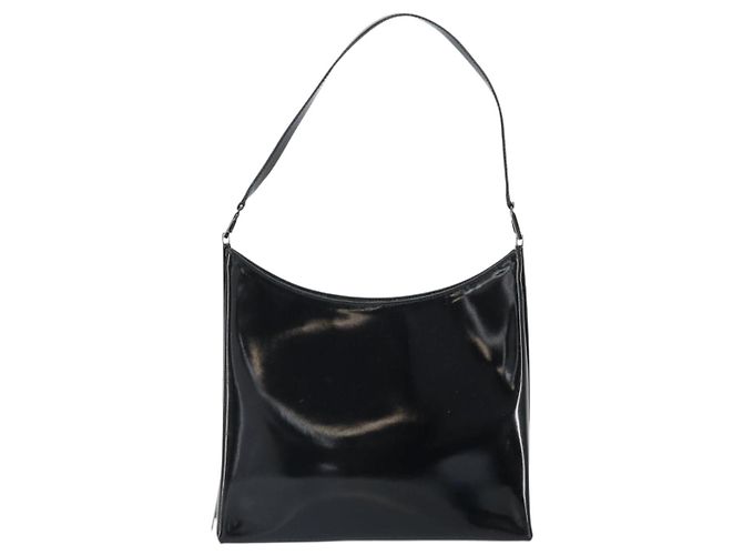 Borsa a spalla Salvatore Ferragamo in pelle verniciata nera argento Auth bs33174 - vista 13