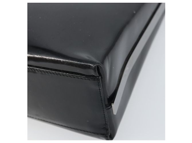 Borsa a spalla Salvatore Ferragamo in pelle verniciata nera argento Auth bs33174 - vista 16