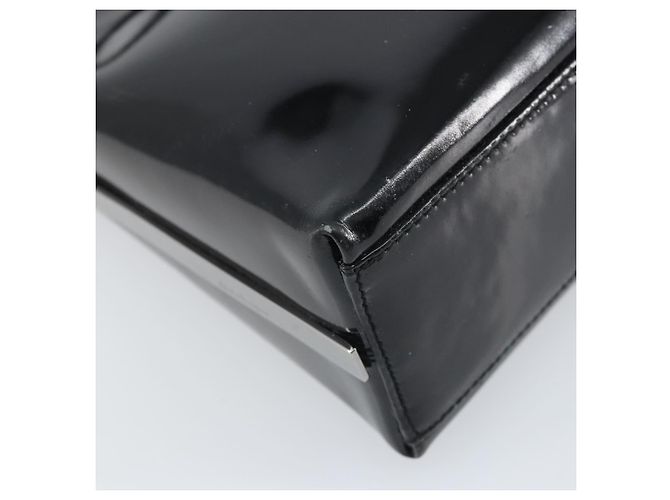 Borsa a spalla Salvatore Ferragamo in pelle verniciata nera argento Auth bs33174 - vista 17