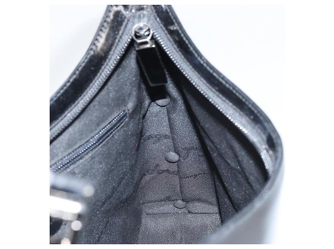 Borsa a spalla Salvatore Ferragamo in pelle verniciata nera argento Auth bs33174 - vista 18