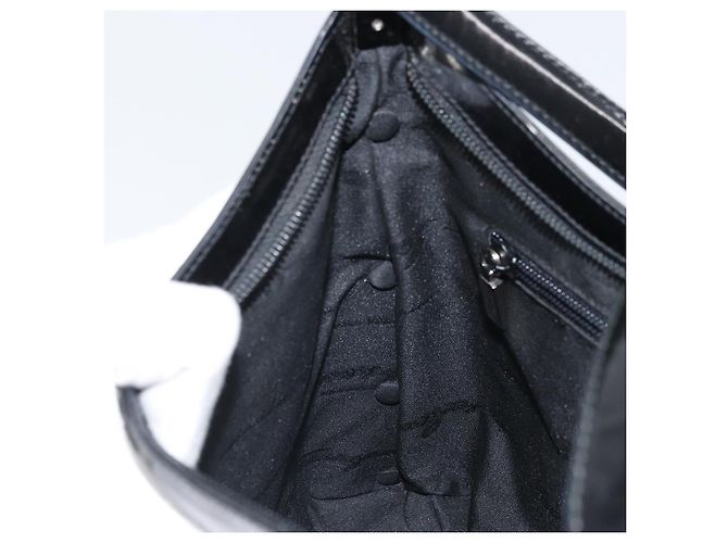 Borsa a spalla Salvatore Ferragamo in pelle verniciata nera argento Auth bs33174 - vista 19