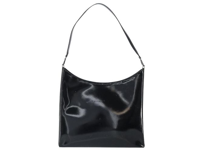 Borsa a spalla Salvatore Ferragamo in pelle verniciata nera argento Auth bs33174 - vista 2