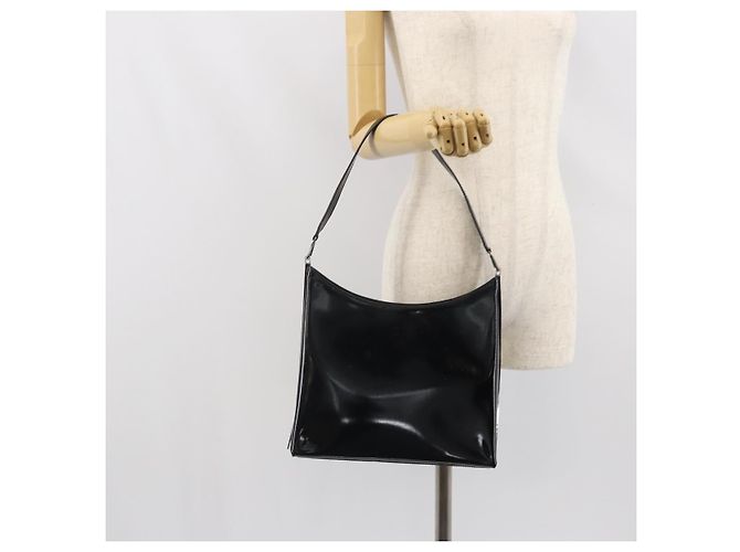 Borsa a spalla Salvatore Ferragamo in pelle verniciata nera argento Auth bs33174 - vista 22