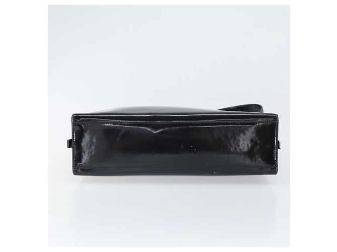 Borsa a spalla Salvatore Ferragamo in pelle verniciata nera argento Auth bs33174 - vista 5
