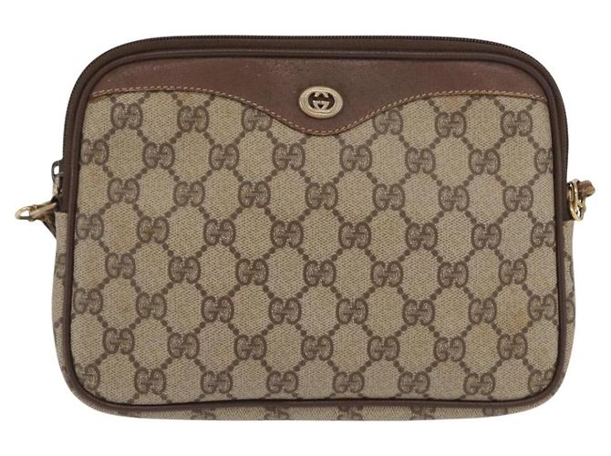 Gucci Borsa a Spalla GG Supreme PVC Beige Oro 97 02 068 Auth ep13164 D'oro - vista 13