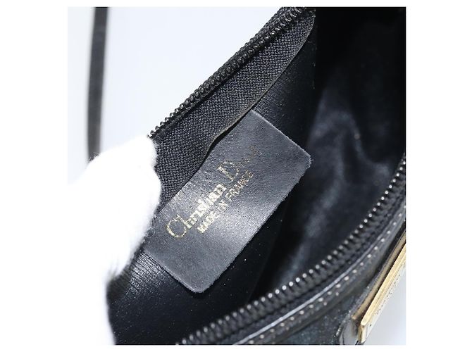Borsa a Spalla in Tela Trotter Christian Dior Nero Oro Auth ep13136 D'oro - vista 11