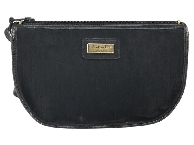 Borsa a Spalla in Tela Trotter Christian Dior Nero Oro Auth ep13136 D'oro - vista 13