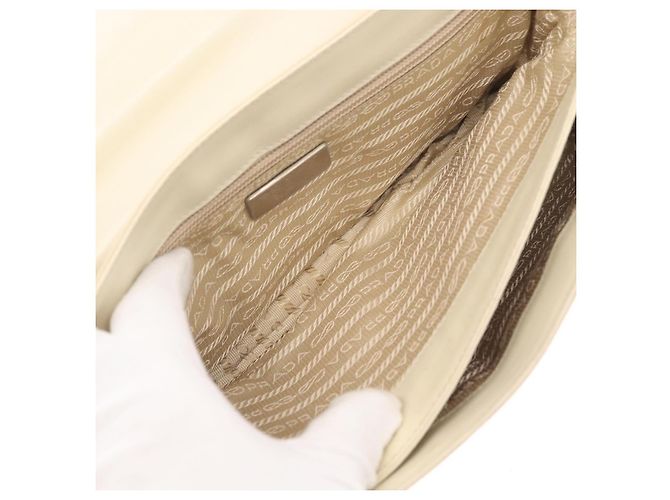 PRADA Schultertasche Nylon Beige Silber Authentisch bs33180 - Ansicht 11