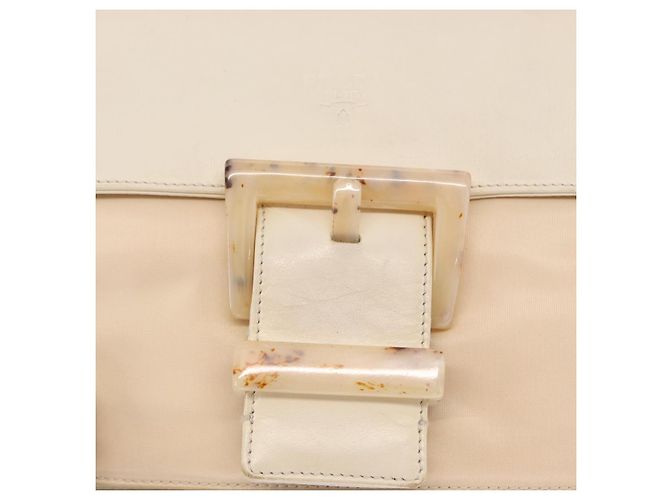 PRADA Schultertasche Nylon Beige Silber Authentisch bs33180 - Ansicht 17