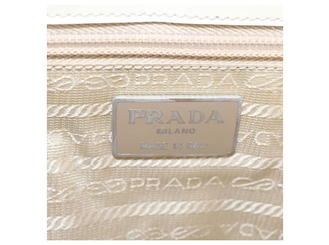 PRADA Schultertasche Nylon Beige Silber Authentisch bs33180 - Ansicht 18
