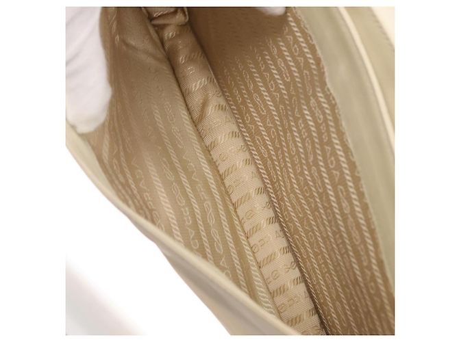 PRADA Schultertasche Nylon Beige Silber Authentisch bs33180 - Ansicht 21