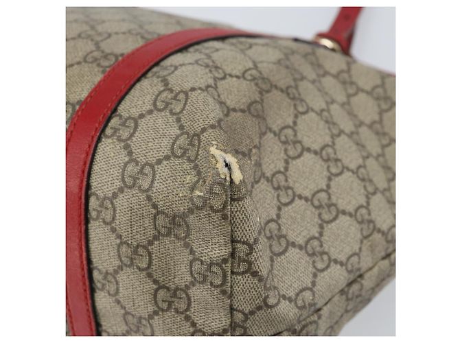 Gucci Borsa Tote GG Supreme in PVC Beige Oro Auth 170475 D'oro - vista 15