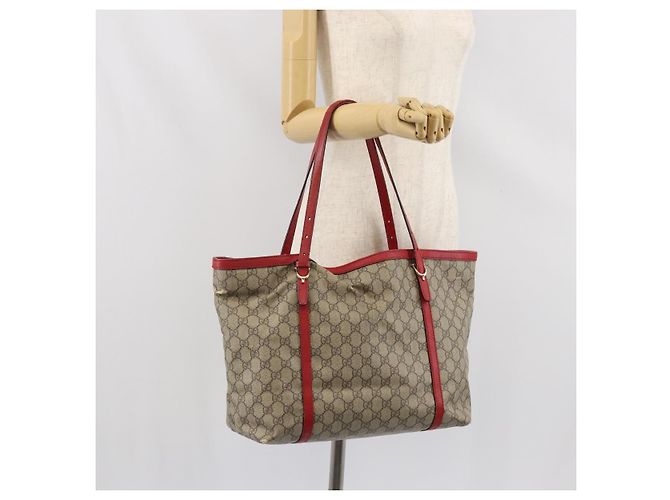 Gucci Borsa Tote GG Supreme in PVC Beige Oro Auth 170475 D'oro - vista 23
