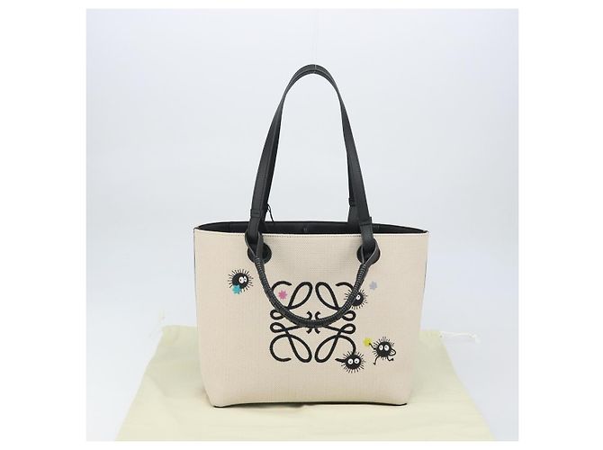LOEWE - Anagram Susuwatari Tasche aus Canvas 2way beige Auth 149908SM Silber Blau - Ansicht 12