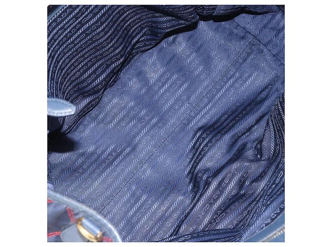 PRADA Borsa a mano in nylon blu navy oro Auth 163420 D'oro - vista 11