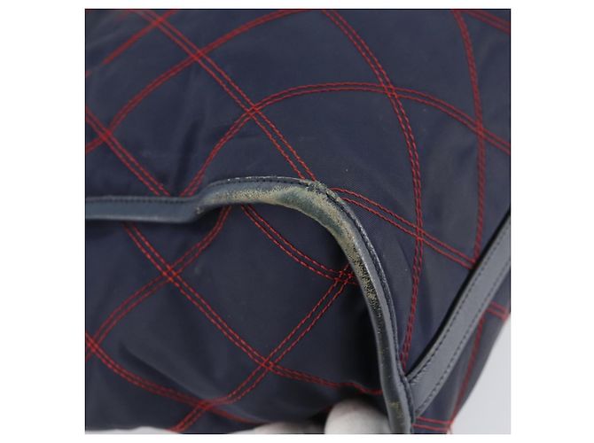 PRADA Borsa a mano in nylon blu navy oro Auth 163420 D'oro - vista 14