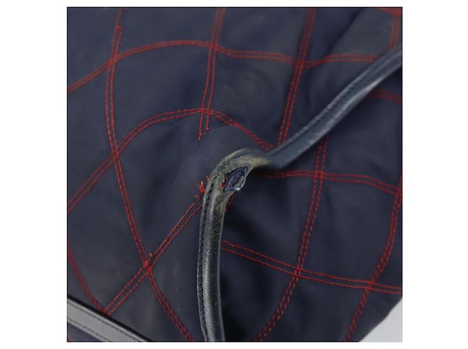 PRADA Borsa a mano in nylon blu navy oro Auth 163420 D'oro - vista 15
