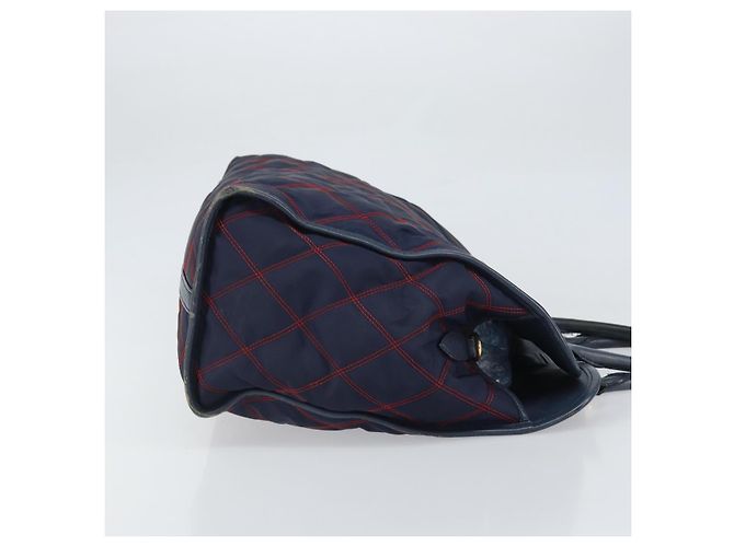 PRADA Borsa a mano in nylon blu navy oro Auth 163420 D'oro - vista 3