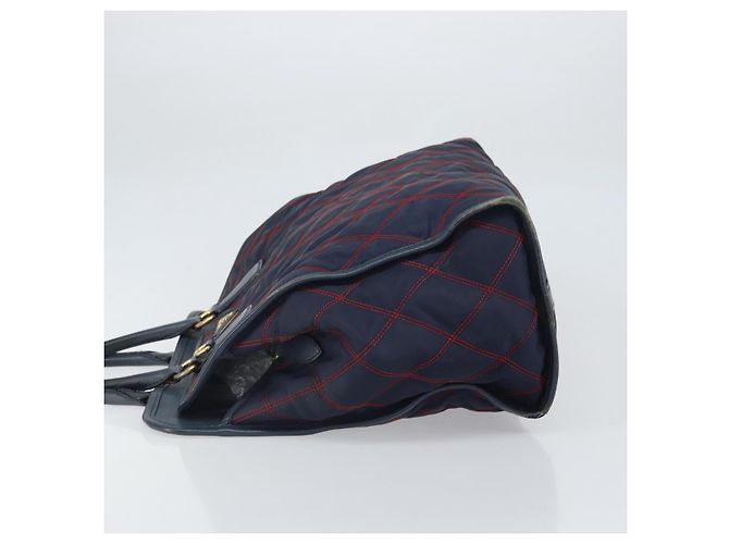 PRADA Borsa a mano in nylon blu navy oro Auth 163420 D'oro - vista 4