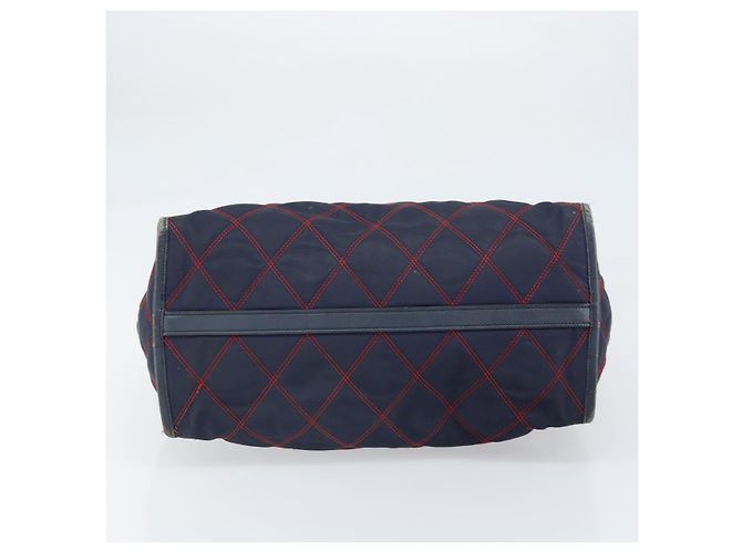 PRADA Borsa a mano in nylon blu navy oro Auth 163420 D'oro - vista 5