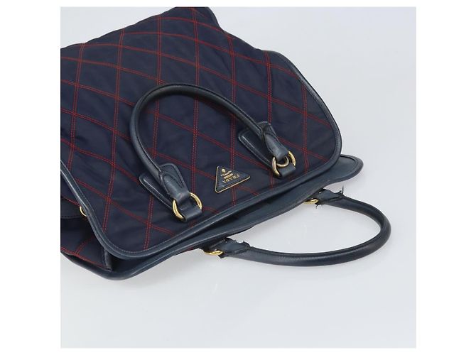 PRADA Borsa a mano in nylon blu navy oro Auth 163420 D'oro - vista 6