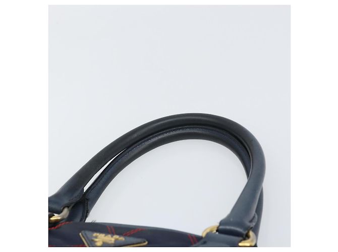 PRADA Borsa a mano in nylon blu navy oro Auth 163420 D'oro - vista 8