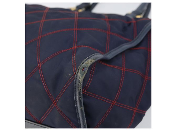 PRADA Borsa a mano in nylon blu navy oro Auth 163420 D'oro - vista 9