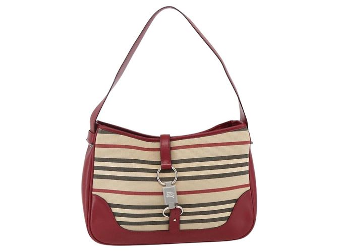 Burberry Nova Check Blue Label Schultertasche aus Canvas Beige Silber Authentisch 170703 - Ansicht 13