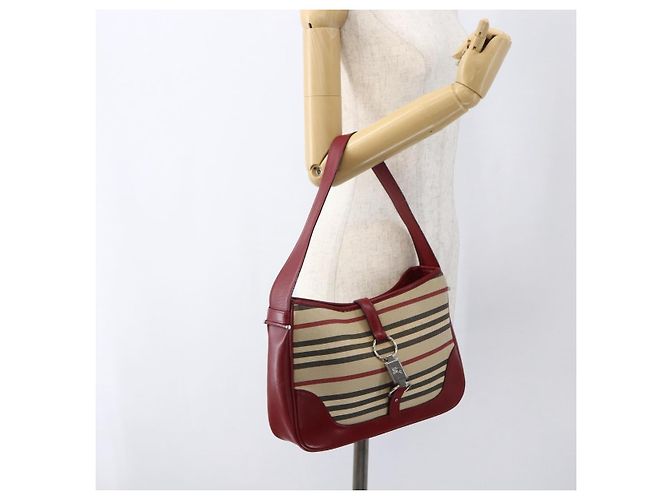 Burberry Nova Check Blue Label Schultertasche aus Canvas Beige Silber Authentisch 170703 - Ansicht 20