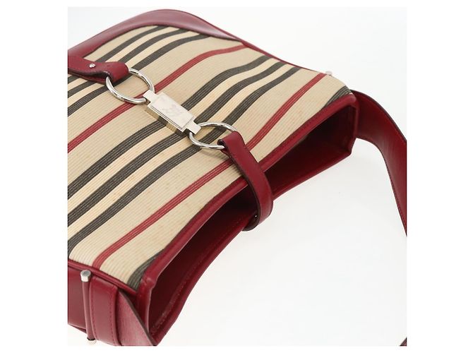 Burberry Nova Check Blue Label Schultertasche aus Canvas Beige Silber Authentisch 170703 - Ansicht 6