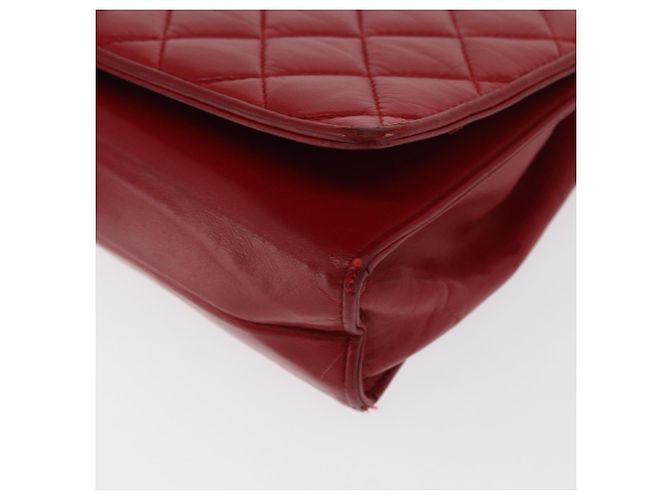 Borsa a spalla in pelle matelassé CHANEL con catena rossa oro CC Auth 169596 Rosso D'oro - vista 15