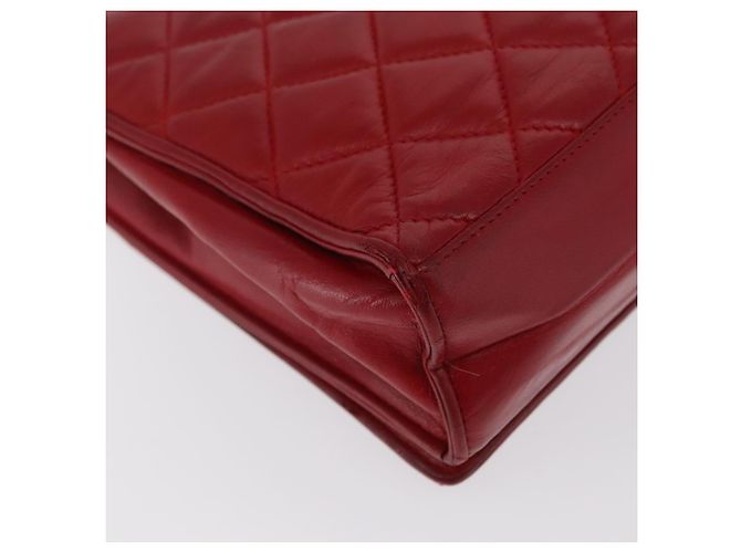 Borsa a spalla in pelle matelassé CHANEL con catena rossa oro CC Auth 169596 Rosso D'oro - vista 16