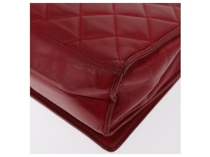 Borsa a spalla in pelle matelassé CHANEL con catena rossa oro CC Auth 169596 Rosso D'oro - vista 17